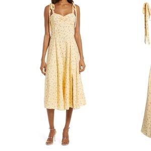 BARDOT floral Ditsy Tie Shoulder Midi Dress yellowsize large